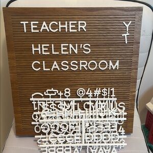 Brown Wood Letter Board with White Letters